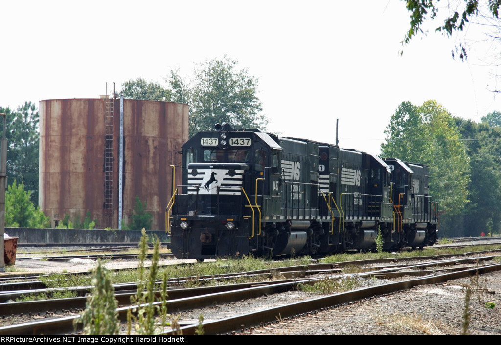 NS 1437 is coupled to two other GP15-1's in Glenwood Yard